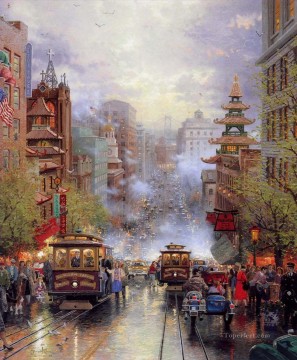 Artworks in 150 Subjects Painting - San Francisco A View Down California Street From Nob Hill TK cityscape